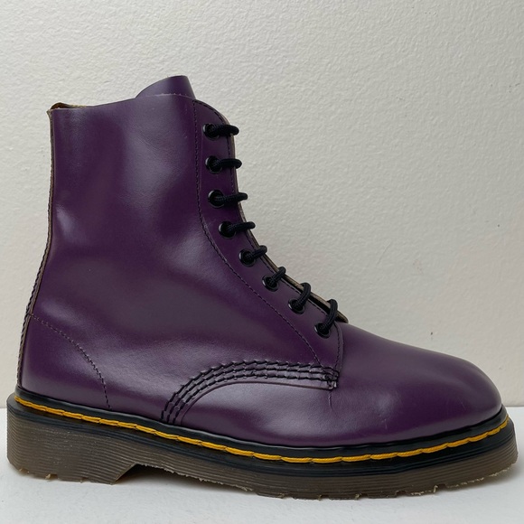 Vintage Dr. Martens England Purple Double Stitch 8 Eye Boots UK 6 - Picture 3 of 16